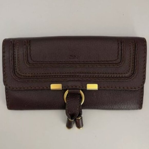 💖 CHLOE 💖 Marcie Grained Calfskin Flap-over Long Wallet - Picture 1 of 17